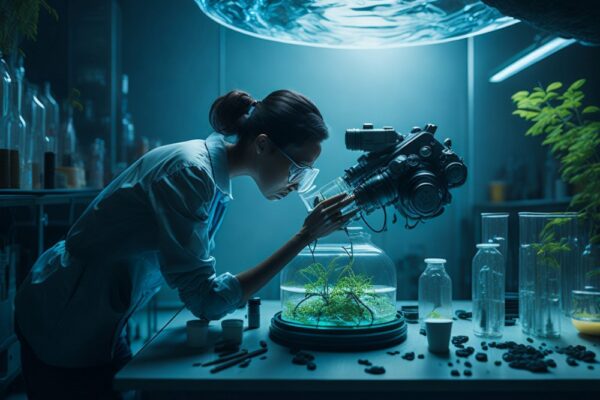 lovely little girl scientist enjoy excite examine color chemical laboratory by using d